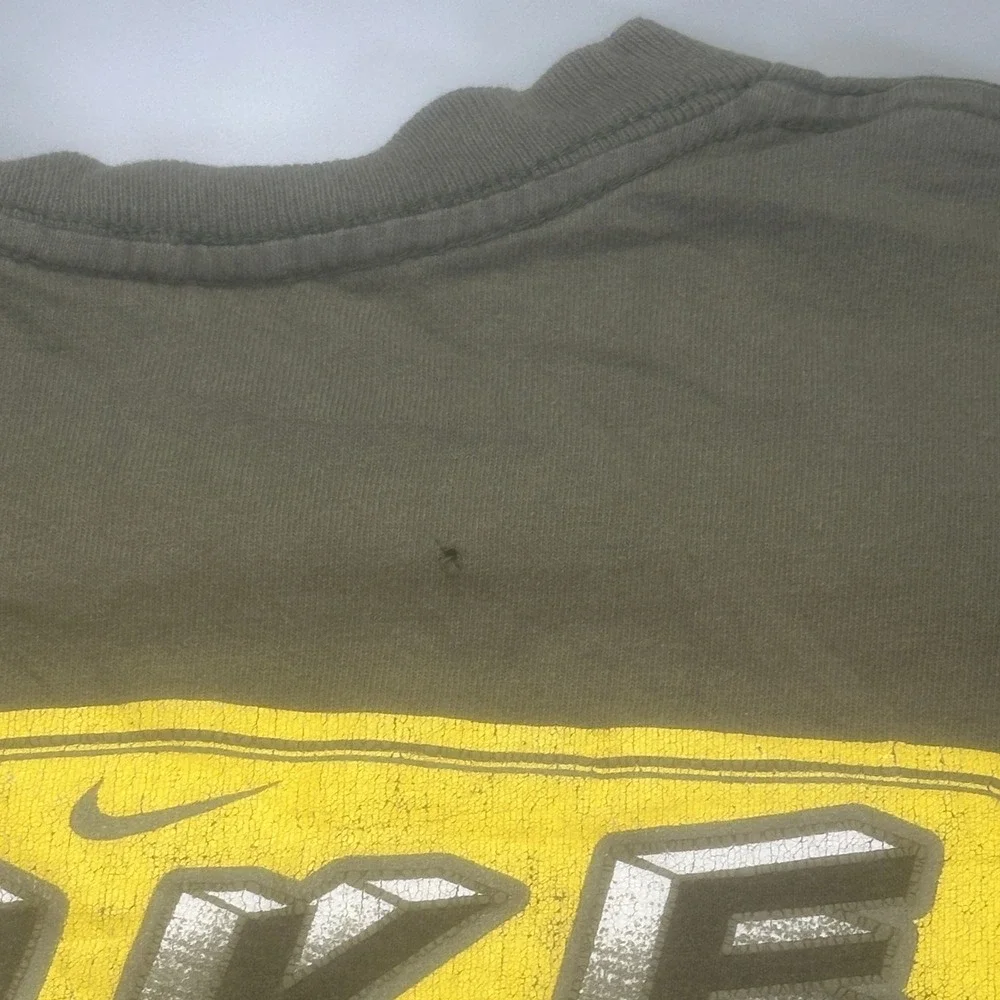 Vintage Nike Classic Sports Graphic T Shirt S Olive Green 90s Back Print USA
